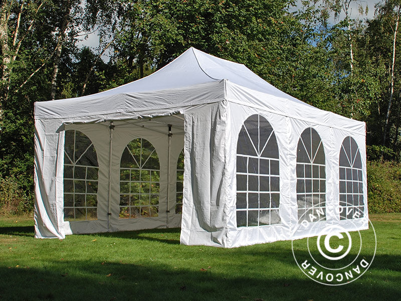 Gazebo pieghevole FleXtents PRO Vintage Style 4x6m Bianco, inclusi 8 fianchi