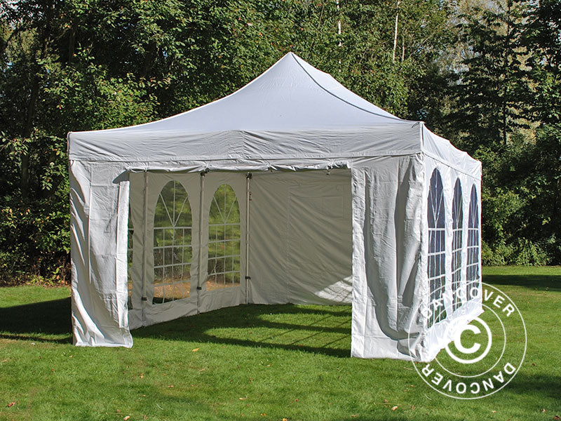 Gazebo pieghevole FleXtents PRO Vintage Style 4x6m Bianco, inclusi 8 fianchi