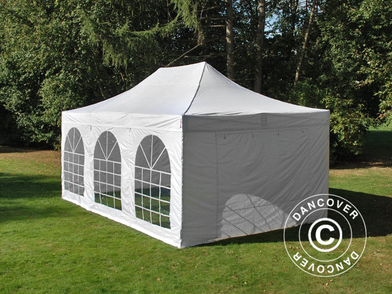 Gazebo pieghevole FleXtents PRO Vintage Style 4x6m Bianco, inclusi 8 fianchi