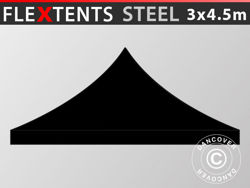 Copertura del tetto per gazebo pieghevole FleXtents Steel 3x4,5m, Nero