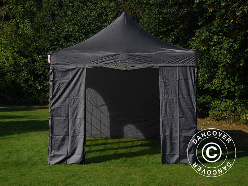 Faltzelt FleXtents Basic v.3, 3x6m Schwarz, mit 4 Seitenwänden