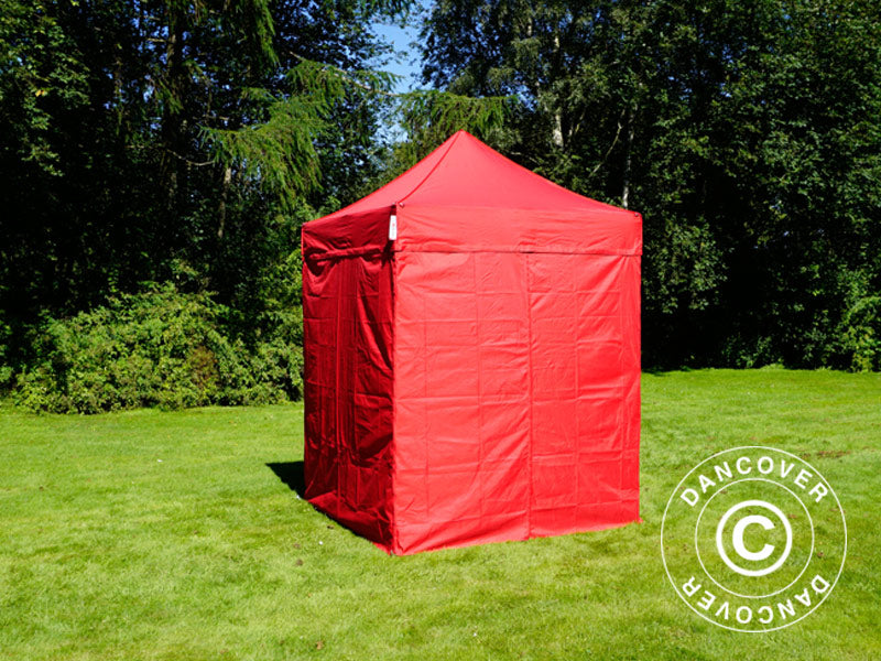 Tente pliante FleXtents Basic v.2, 2x2m Rouge, avec 4 cotés