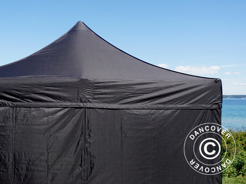 Faltzelt FleXtents Basic v.3, 3x3m Schwarz, mit 4 Seitenwänden
