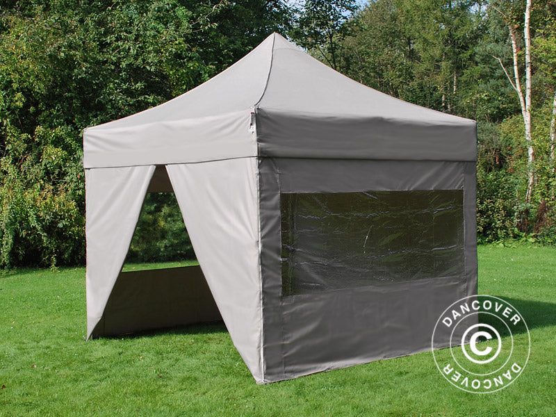 Faltzelt FleXtents PRO Steel 3x3m Latte, mit 4 Seitenwänden