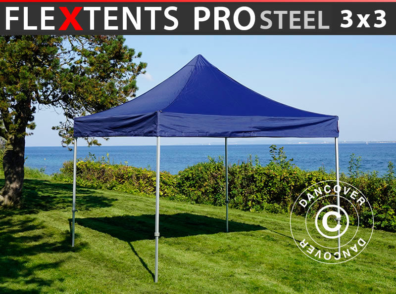 Gazebo pieghevole FleXtents PRO Steel 3x3m Blu scuro
