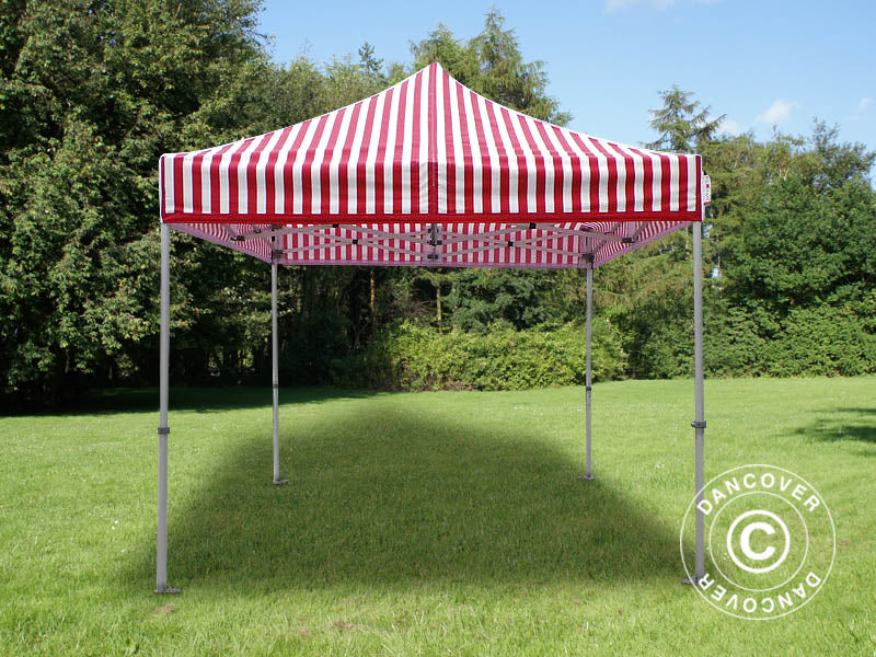 Tente pliante FleXtents PRO Steel 3x3m Rayé, avec 4 cotés