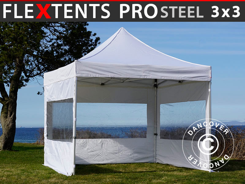 Faltzelt FleXtents PRO Steel 3x3m Weiß – Jetzt bei Dancover kaufen