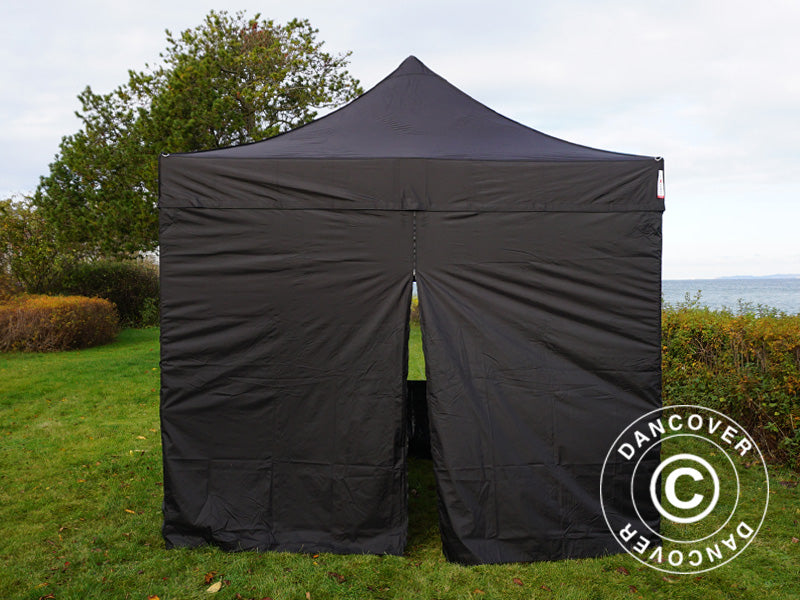 Faltzelt FleXtents PRO Steel 3x3m Schwarz, mit 4 Seitenwänden