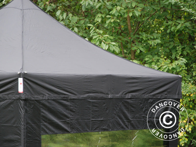 Faltzelt FleXtents PRO Steel 3x3m Schwarz, mit 4 Seitenwänden