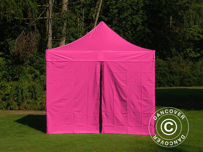 Faltzelt FleXtents PRO Steel 3x3m Rosa, mit 4 Seitenwänden