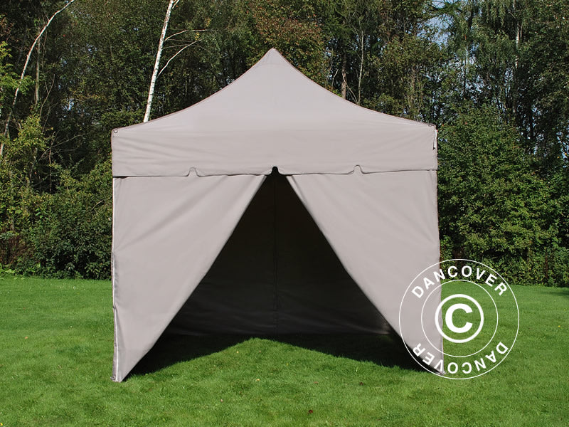 Tente Pliante FleXtents PRO Steel "Peaked" 3x3m Latte, avec 4 cotés