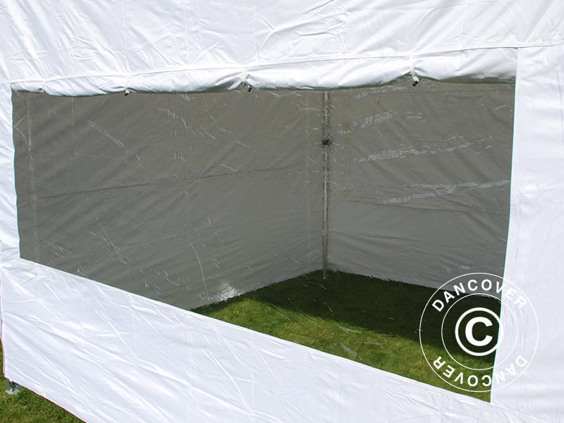 Gazebo pieghevole FleXtents Basic v.3, 4x4m Bianco, inclusi 4 fianchi