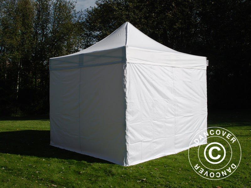 Gazebo pieghevole FleXtents Basic v.3, 4x4m Bianco, inclusi 4 fianchi