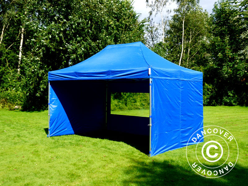 Tente pliante FleXtents PRO Steel 3x4,5m, Bleu, avec 4 cotés