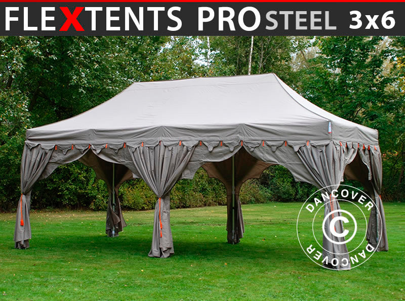 Tente Pliante FleXtents PRO Steel "Raj" 3x6m Latte/Orange