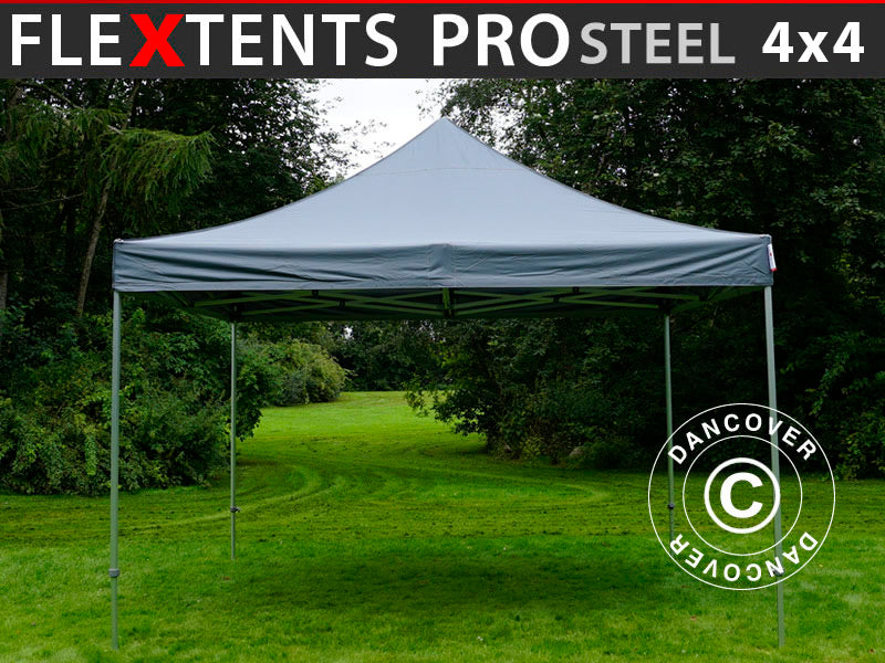Tente pliante FleXtents PRO Steel 4x4m Gris
