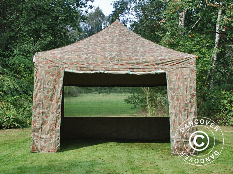 Tente pliante FleXtents PRO Steel 4x4m Camouflage, avec 4 cotés
