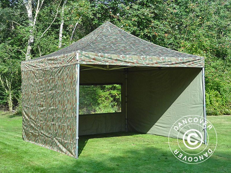Tente pliante FleXtents PRO Steel 4x4m Camouflage, avec 4 cotés
