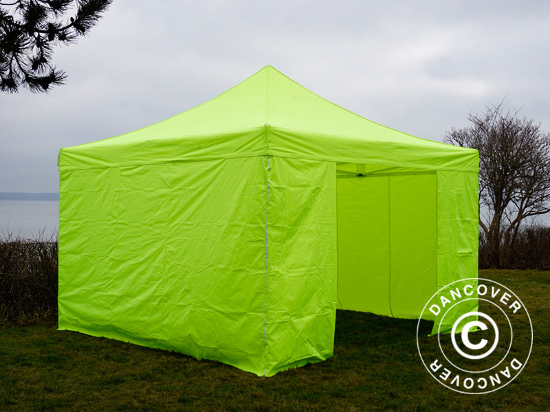 Gazebo pieghevole FleXtents PRO Steel 4x4m Giallo Fluo/verde, inclusi 4 fianchi SOLO 3 PZ. DISPONIBILE