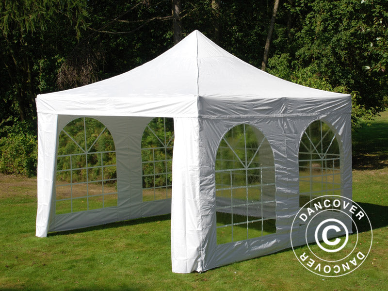 Gazebo pieghevole FleXtents PRO Steel Vintage Style 4x4m Bianco, inclusi 4 fianchi
