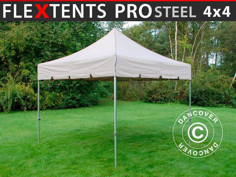 Tente pliante FleXtents PRO Steel "Peaked" 4x4m Latte