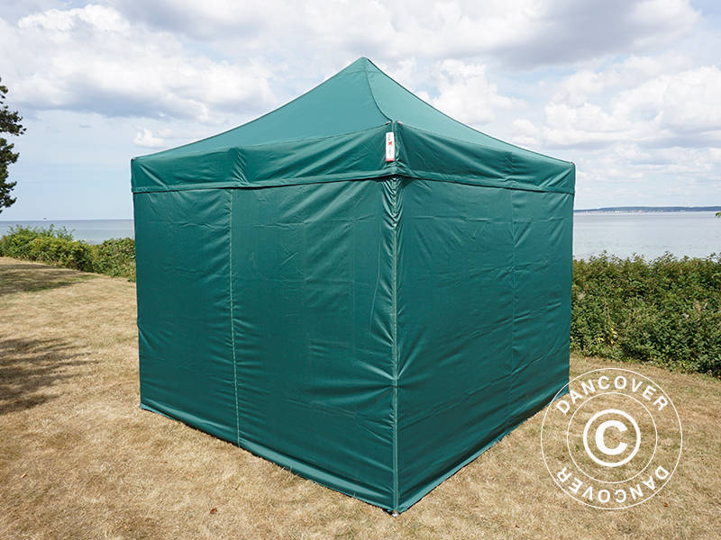Tente pliante FleXtents PRO Steel 3x3m Vert, avec 4 cotés
