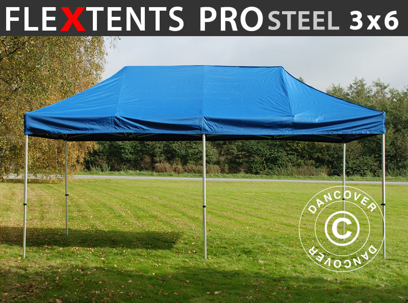 Faltzelt FleXtents PRO Steel 3x6m Blau