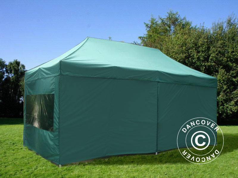 Faltzelt FleXtents PRO Steel 3x6m Grün, mit 6 Seitenwänden