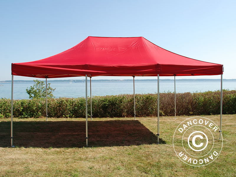 Tente pliante FleXtents PRO Steel 4x6m Rouge, avec 8 cotés