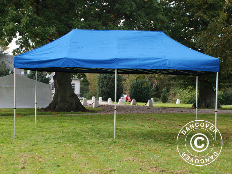 Tente pliante FleXtents PRO Steel 3x6m Bleu, incl. 6 rideaux decoratifs
