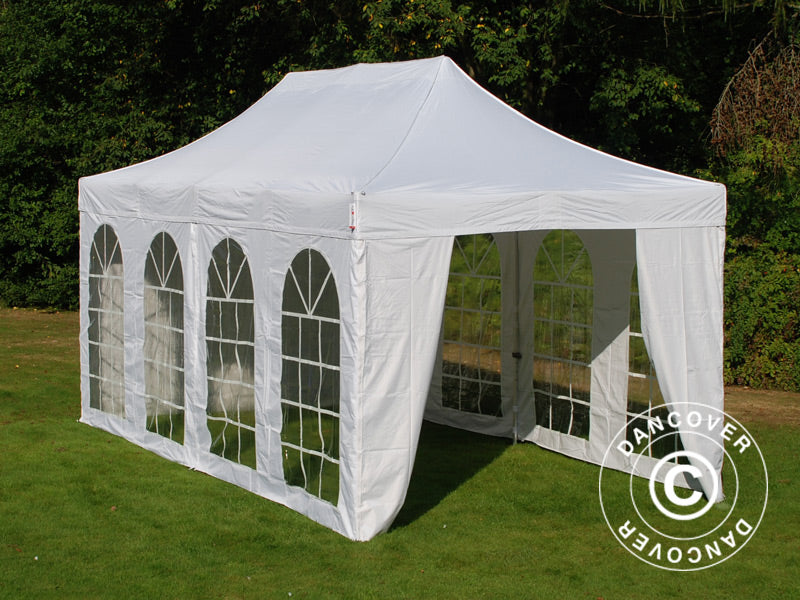Tente Pliante FleXtents Steel 3x6m Blanc, avec 4 cotés