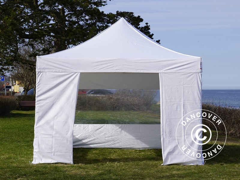 Tente pliante FleXtents Steel 4x4m Blanc, avec 4 cotés