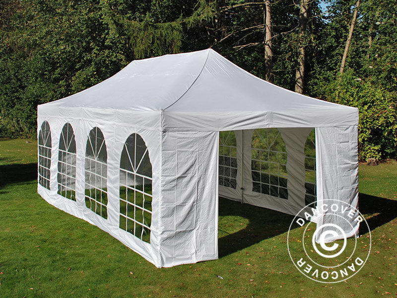 Tente Pliante FleXtents Steel 4x8m Blanc, avec 4 cotés