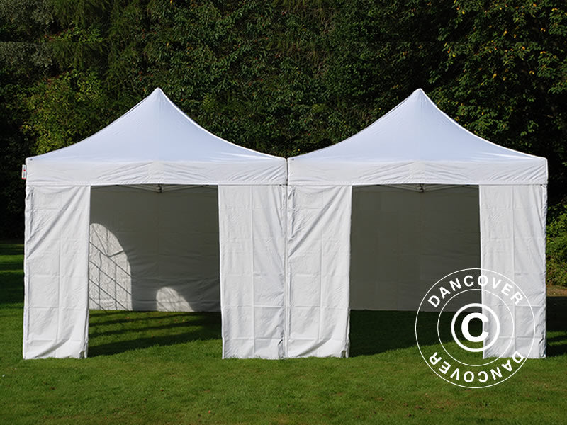 Gazebo pieghevole FleXtents Steel 6x6m Bianco, incl. 8 pareti laterali