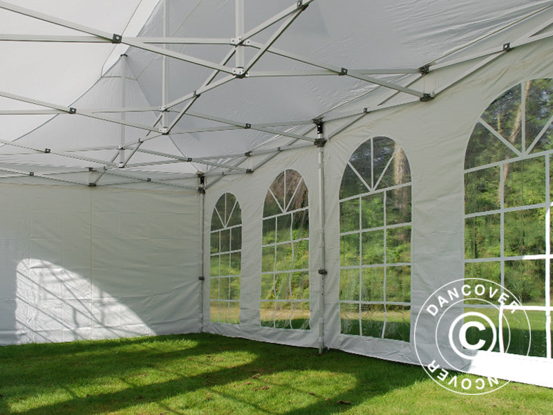 Tente pliante FleXtents Steel 6x6m Blanc, parois 8 latérales