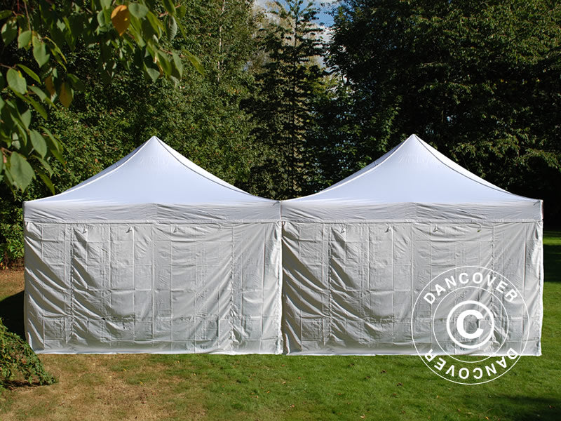 Gazebo pieghevole FleXtents Steel 8x6m Bianco, incl. 8 pareti laterali