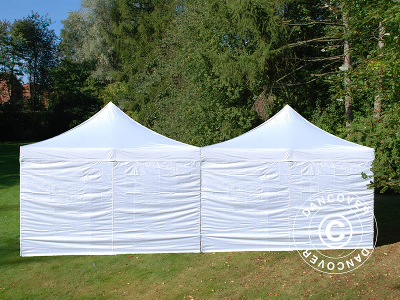 Tente pliante FleXtents Steel 8x8m Blanc, 8 parois latérales inclus