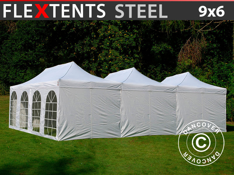 Flext. Steel 9x6m White Top+Fra+SWK 3 pcs. 3x6m YU