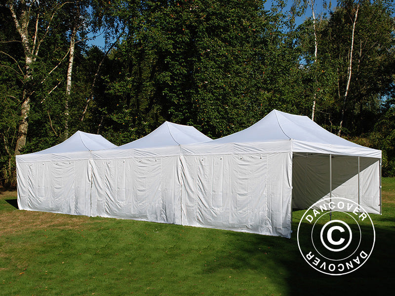 Gazebo pieghevole FleXtents® Steel 12x6m Bianco, incl. 8 pareti laterali