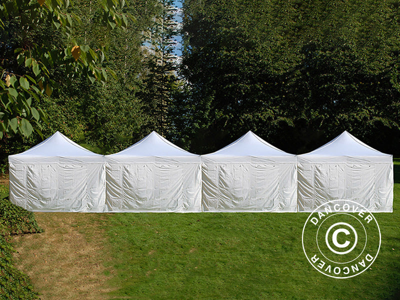 Gazebo pieghevole FleXtents® Steel 16x8m Bianco, incl. 10 pareti laterali