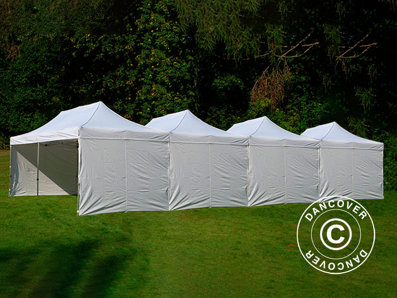 Gazebo pieghevole FleXtents® Steel 16x8m Bianco, incl. 10 pareti laterali