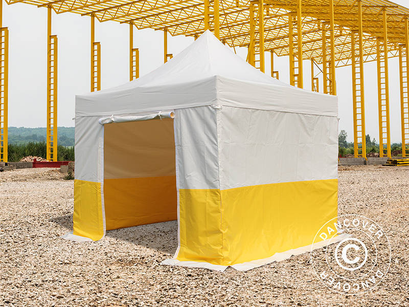 Gazebo pieghevole FleXtents® PRO 3x3m, PVC, Tenda da lavoro, Ritardante di fiamma, incluse 4 pareti laterali