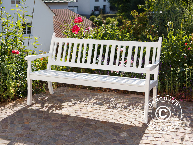 Banc de jardin Hohenzollern, 3 assises, 160cm, Blanc