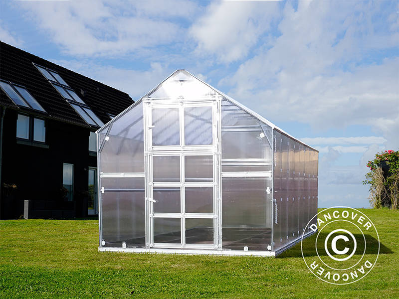 Gewächshaus Polycarbonat TITAN Classic 480, 9,7m², 2,35x4,12m, Silber