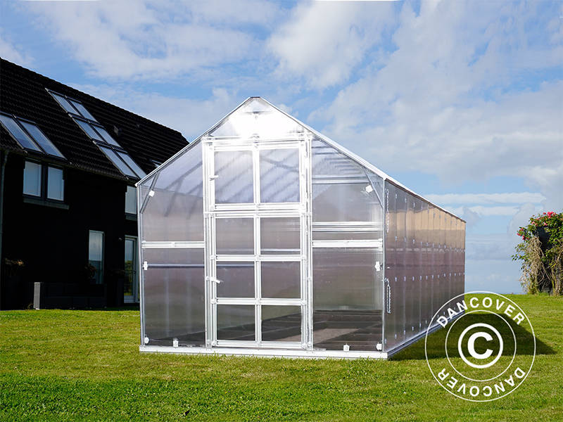 Serre polycarbonate TITAN Classic 480, 14,4m², 2,35x6,12m, Argent