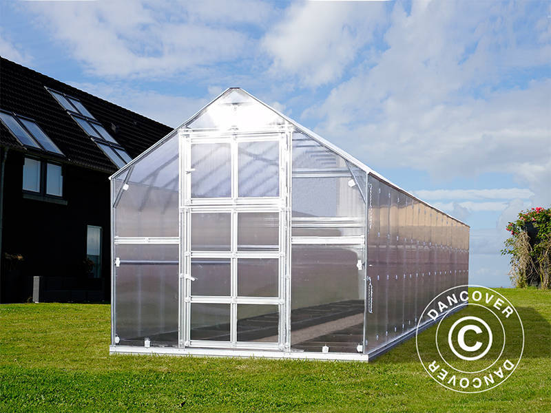 Gewächshaus Polycarbonat TITAN Classic 480, 19,1m², 2,35x8,12m, Silber