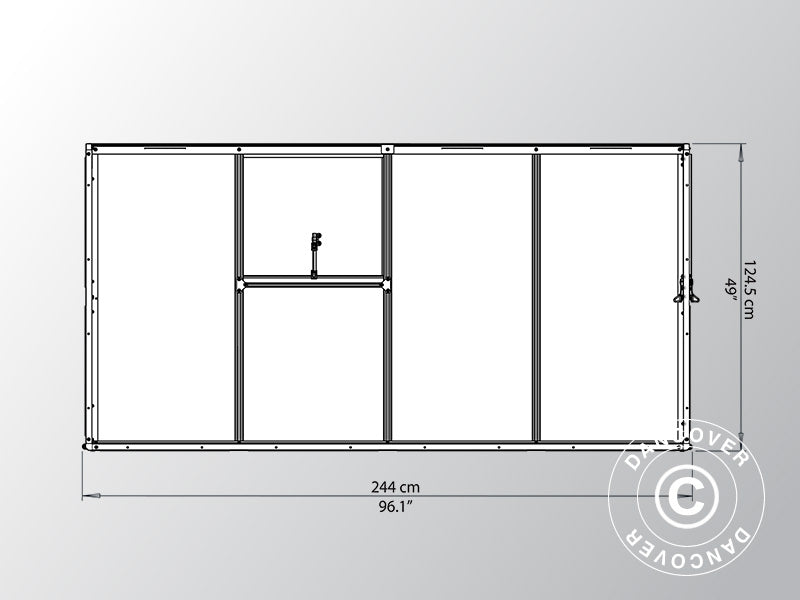 Serra a parete in Policarbonato, 3,05m², Palram/Canopia, 1,25x2,44x2,25m, Argento