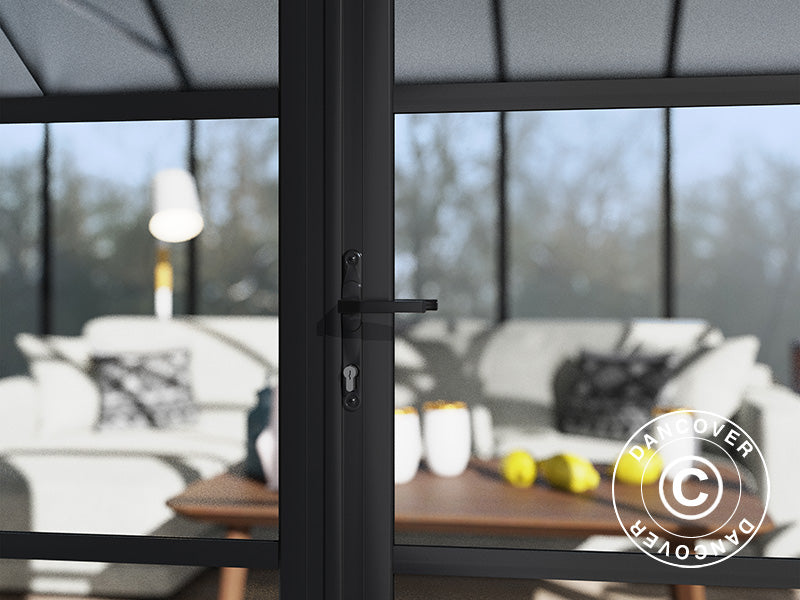 Serre orangerie en polycarbonate Triomphe avec base, 17,1m², Palram/Canopia, 4,5x3,8x2,69m, Noir