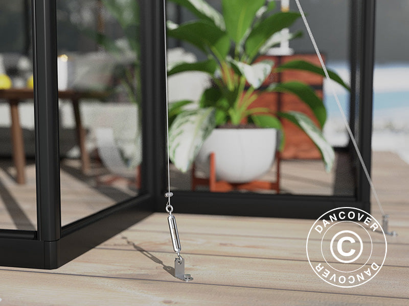 Serre orangerie en polycarbonate Triomphe avec base, 17,1m², Palram/Canopia, 4,5x3,8x2,69m, Noir