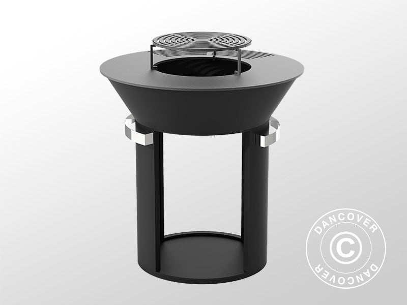 Braciere con vano portalegna, Ø93x98cm, Nero